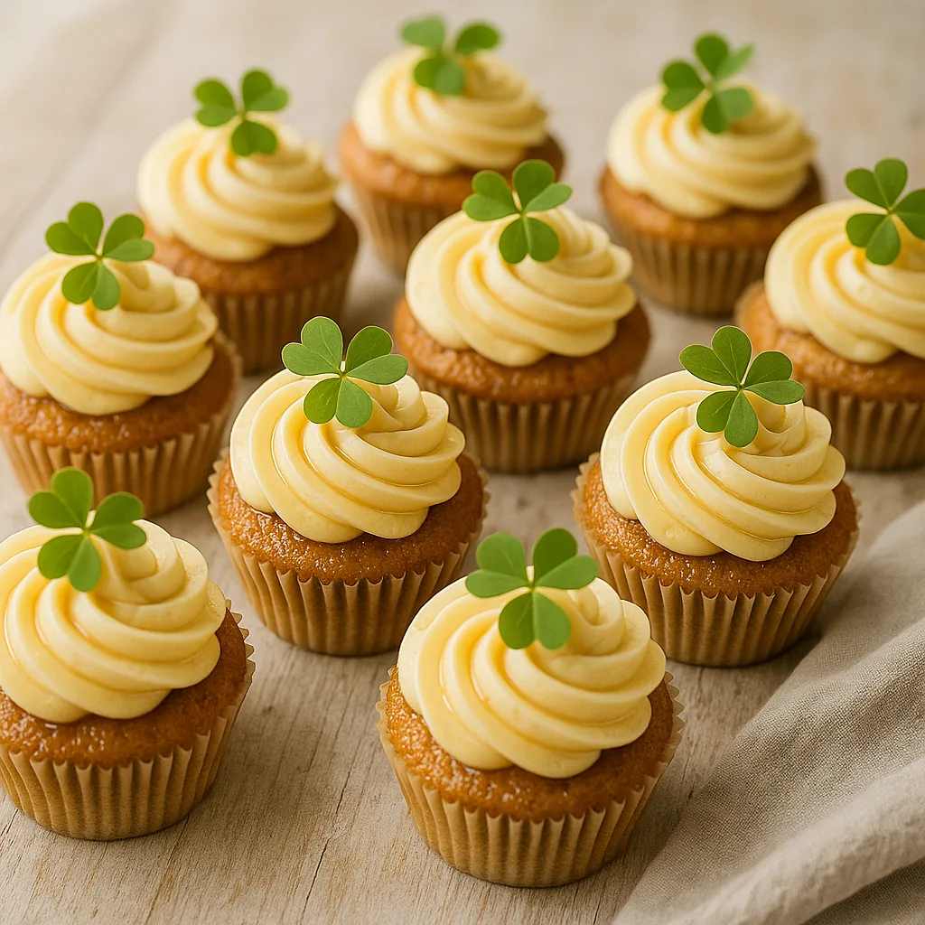 Foto af Forårsfriske birkesaft-og-honning-cupcakes med honningsmørcreme