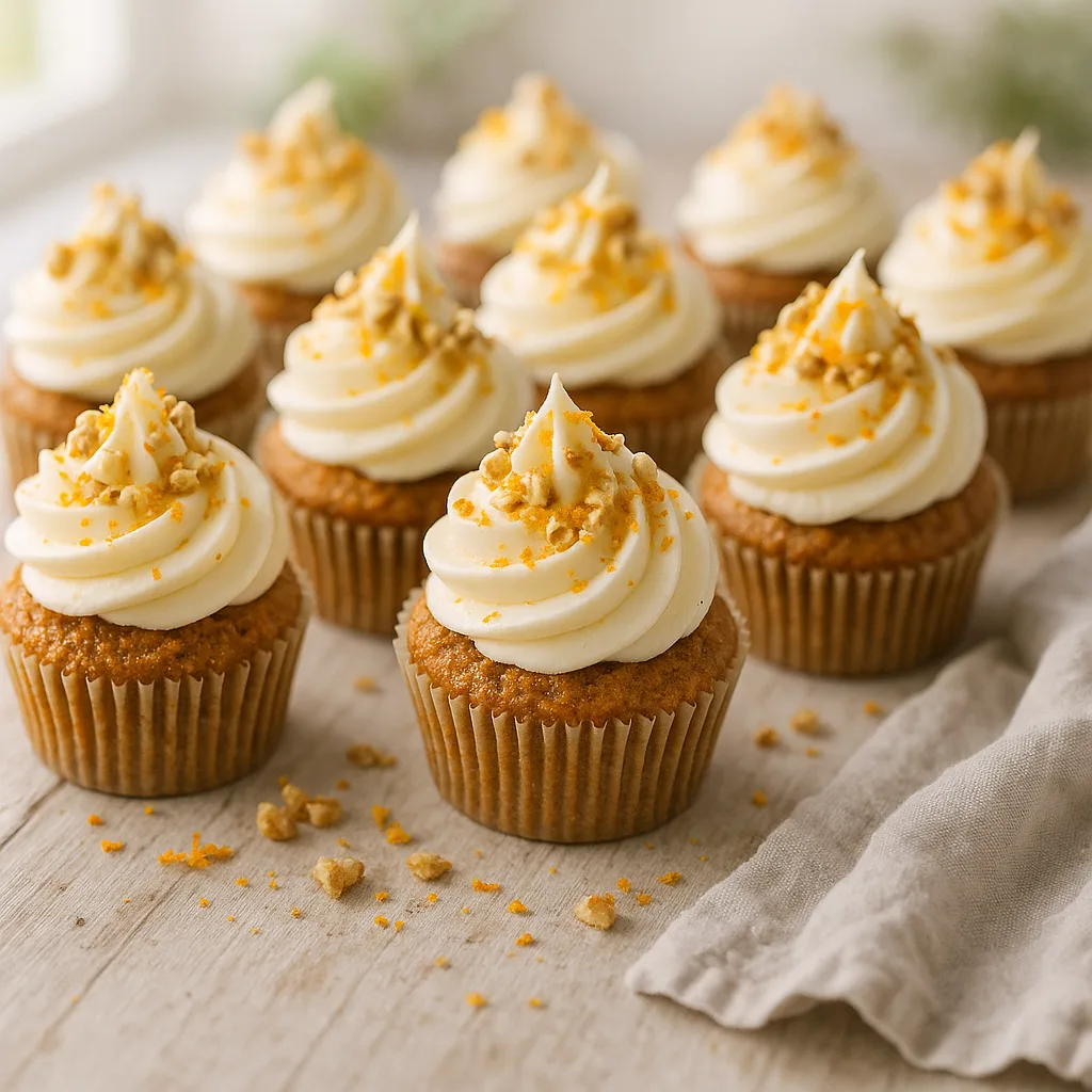 Foto af Saftige gulerodscupcakes med appelsin og flødeostefrosting