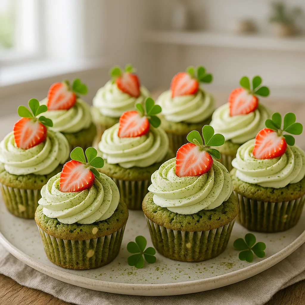 Foto af Grønne matcha-cupcakes med hvid chokolade og mascarponecreme